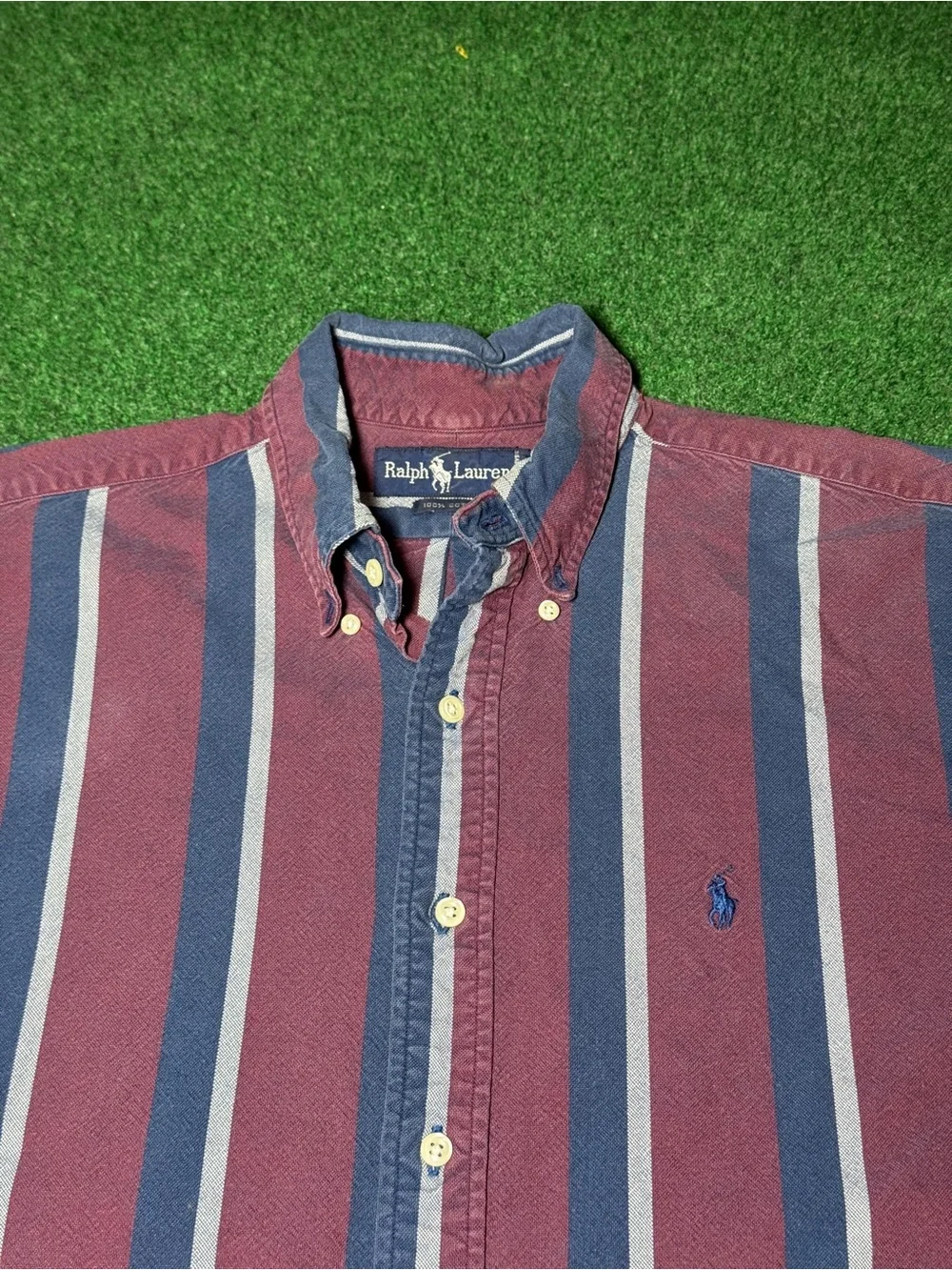 Polo Ralph Lauren Button Up Shirt Large Vintage 90s Preppy Designer Cotton Shirt